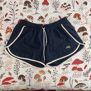 Tracksmith Dark Blue Athletic Shorts with White Trim